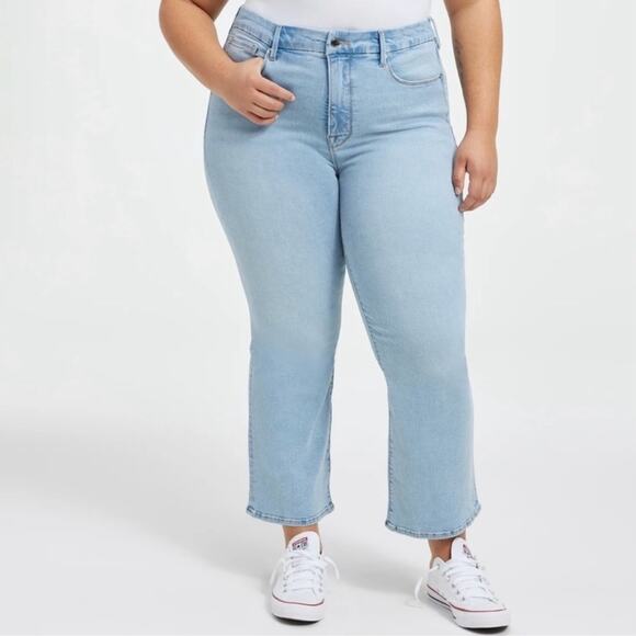 Good American Good Legs Crop Mini Boot Denim Jeans Indigo NEW Size 22 - Picture 1 of 16